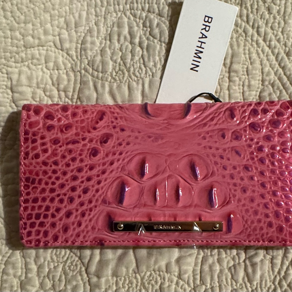 Brahmin Vibrant Pink Croc-Embossed Clutch